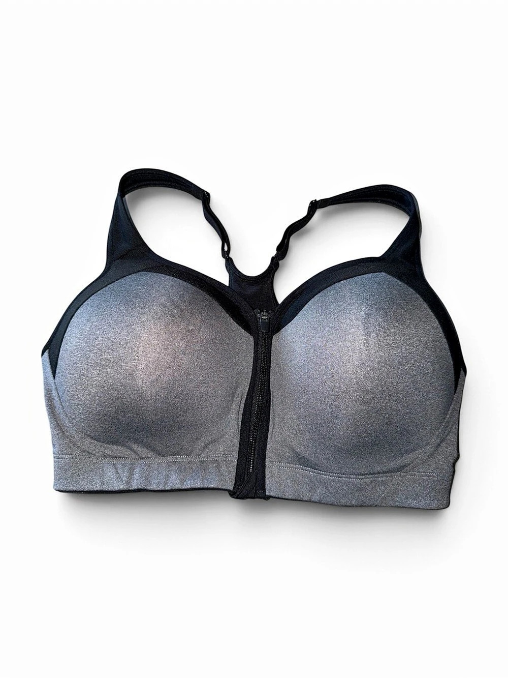 Champion Zip Front Sports Bra in Gray & Black Size 38D Like